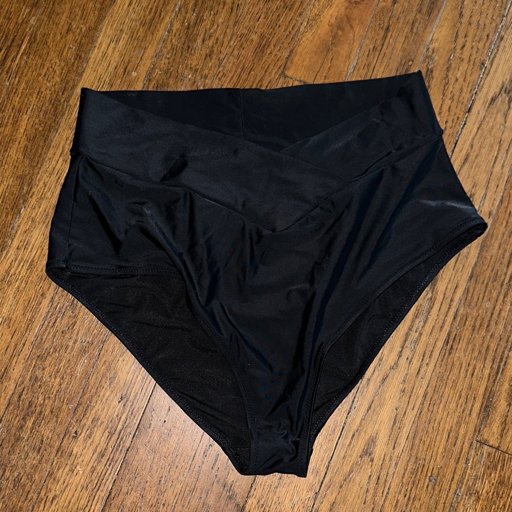Aerie American eagle high waisted crossover Black Swim Bottoms large